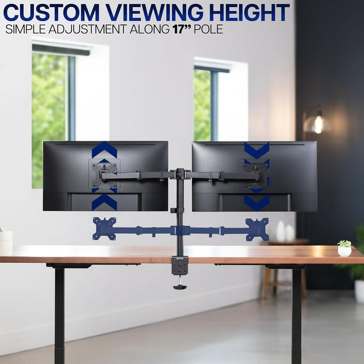 VIVO Dual LCD Monitor Desk Mount Stand Heavy Duty Fully Adjustable fits 2 /Two Screens up to 27" Sch