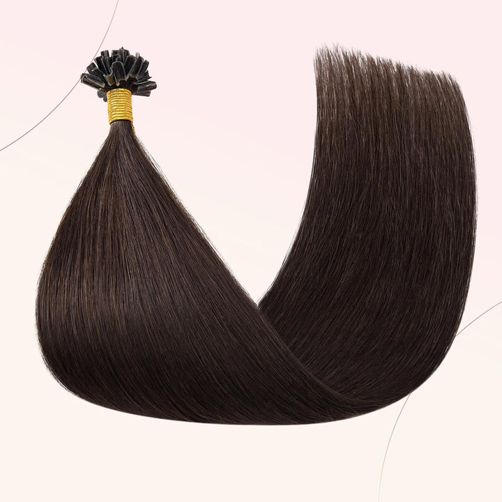 Elailite Echthaar Bonding Extensions Dunkelbraun Haarverlängerung 50g 50 Strähne U-Tip Keratin Mensc