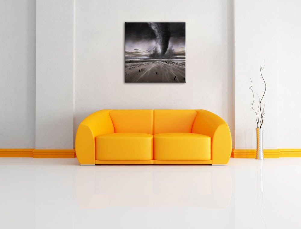 Dramatischer Tornado, Format: 70x70 auf Leinwand, XXL riesige Bilder fertig gerahmt mit Keilrahmen,