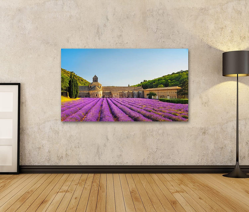 islandburner Bild auf Leinwand Abtei Von Senanque Und Blühende Reihen Lavendel Blumen Auf Sonnenunte