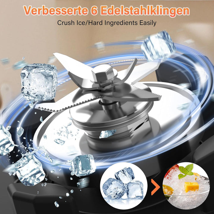 OMMO 2L Standmixer Hochleistungsmixer, Mixer Smoothie Maker mit 9 Geschwindigkeitssteuerungen für Ei