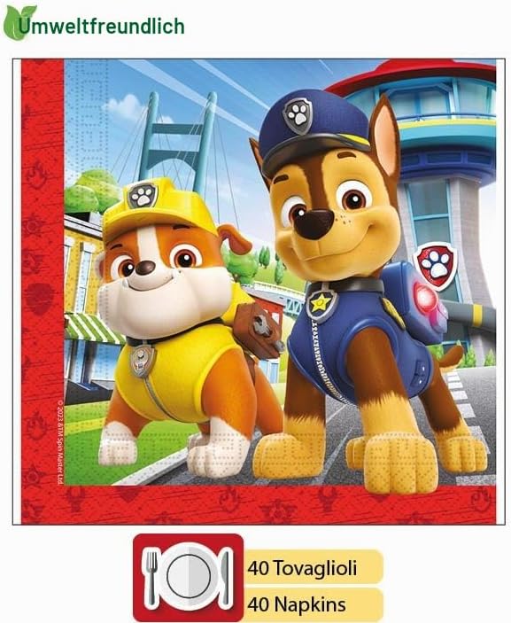Ciao - Party-Set Paw Patrol Rescue Heroes Menschen (88 Stück Teller Ø23 cm, 24 Becher 200 ml, 40 Ser