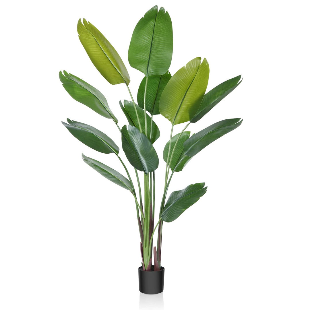 CROSOFMI Künstliche Paradiesvogel Pflanze 180cm künstliche Tropische Palme mit 13 Blättern perfekte