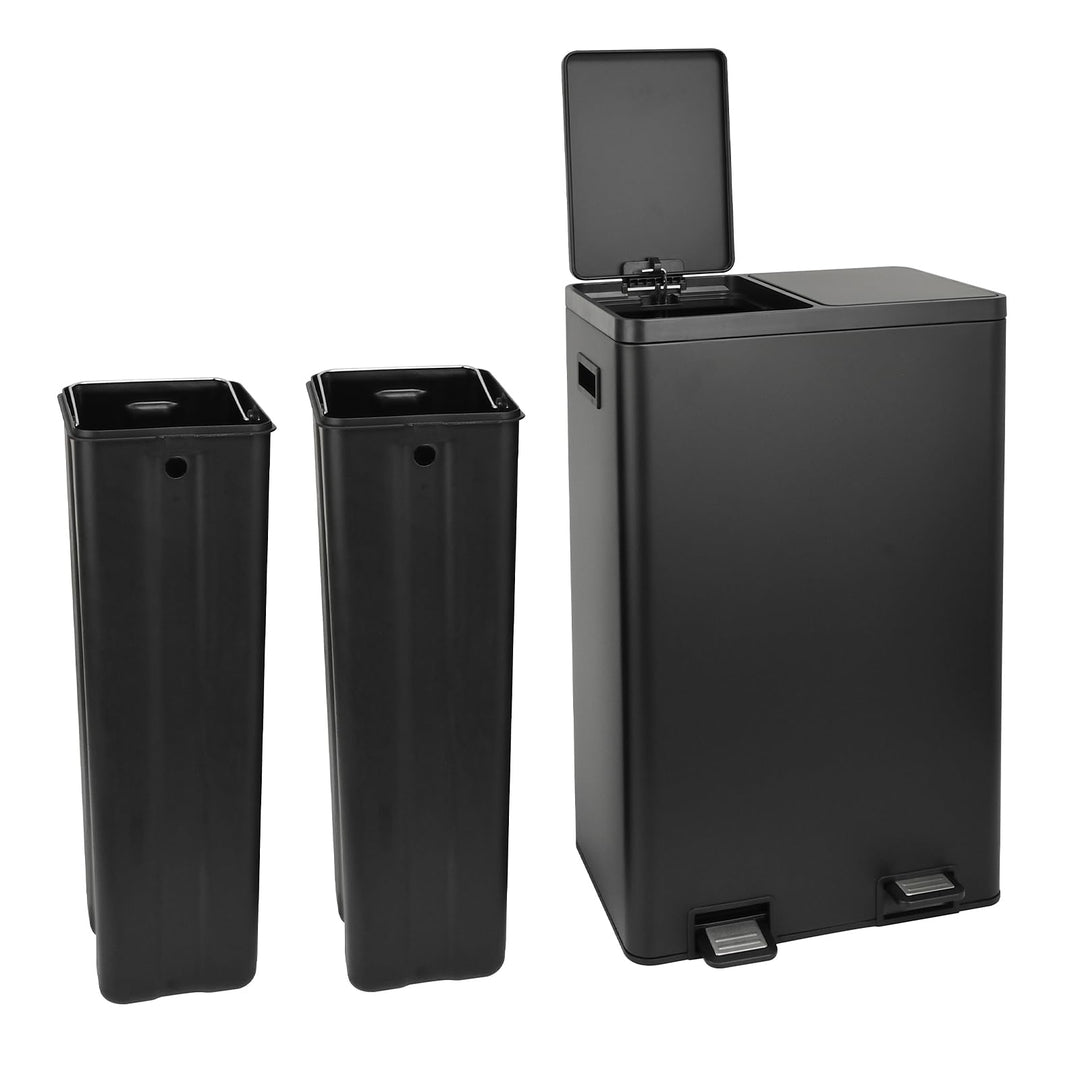 SVITA TMH2X30 Mülleimer 60L Mülltrennsystem 2 Fächer 2x15L Softclose-Deckel Pedal versteckbar Kunsts