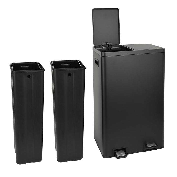SVITA TMH2X30 Mülleimer 60L Mülltrennsystem 2 Fächer 2x15L Softclose-Deckel Pedal versteckbar Kunsts