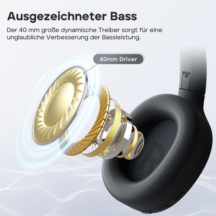 Tribit QuietPlus 81 Over-Ear Kopfhörer mit Noise Cancelling, 110 Std., Schnellladen, Bluetooth 6.0,