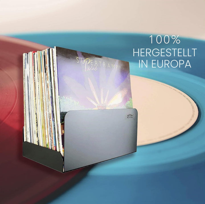 etterr | Doppelpack Vinyl Halter | für 50 Vinyls | 100% Stahl | Schallplatten Wandhalterung | Schall