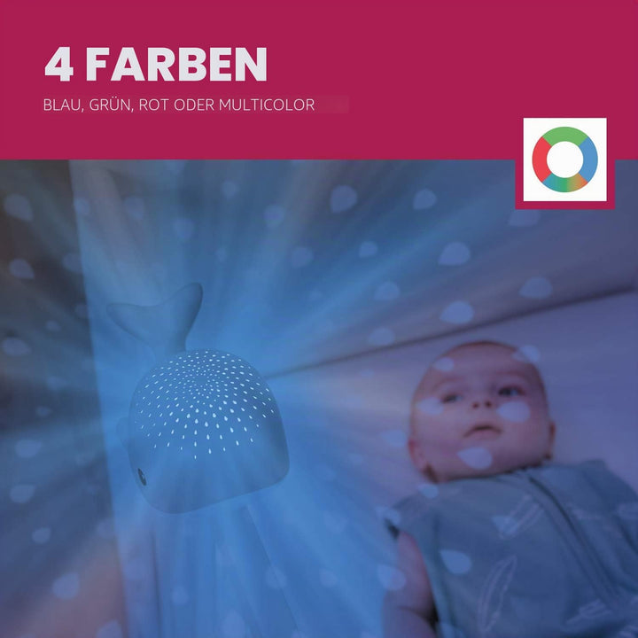 ZAZU Wally The Whale Projektor - Baby-Lichtprojektor mit beruhigenden Melodien | Herzschlag, Ozean-S