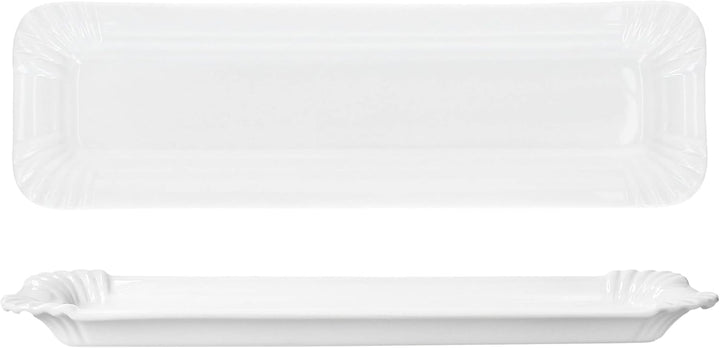 MamboCat 6er Set Pur Pappteller aus Porzellan I (LxB) 25,7x7,5cm I länglicher Teller mit Papp-Optik