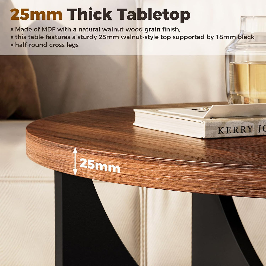 IRONCK Nestingtisch Set aus 2, Couchtisch rund, Moderner Couchtisch aus Holz für Wohnzimmer & Schlaf