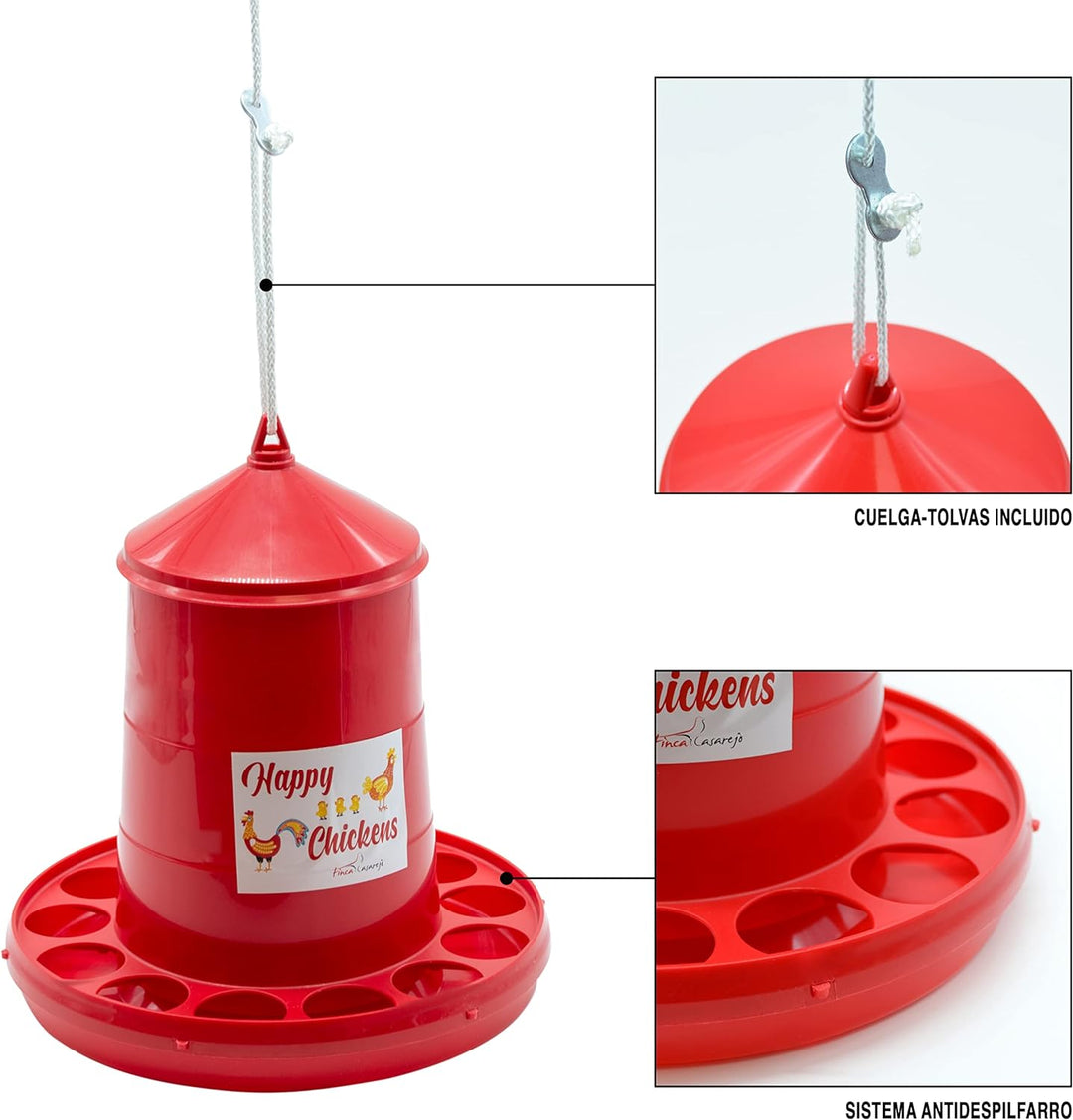 FINCA CASAREJO Futtertrog und tränke hühner - Futterautomat 4 kg und Tränke 5 l für Hühner und ander