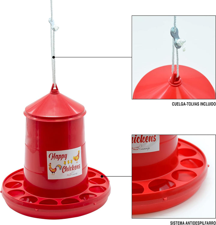 FINCA CASAREJO Futtertrog und tränke hühner - Futterautomat 4 kg und Tränke 5 l für Hühner und ander