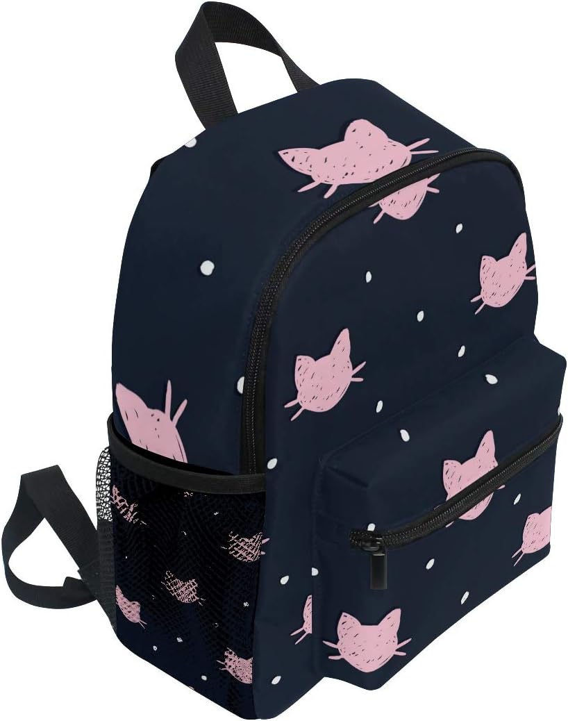 Kinderrucksack Pink Cat Polka Dot Navy Kindergarten Kindergartentasche für Kleinkinder Mädchen Junge