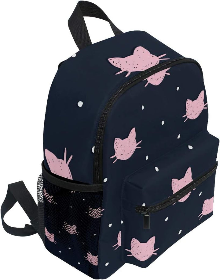 Kinderrucksack Pink Cat Polka Dot Navy Kindergarten Kindergartentasche für Kleinkinder Mädchen Junge