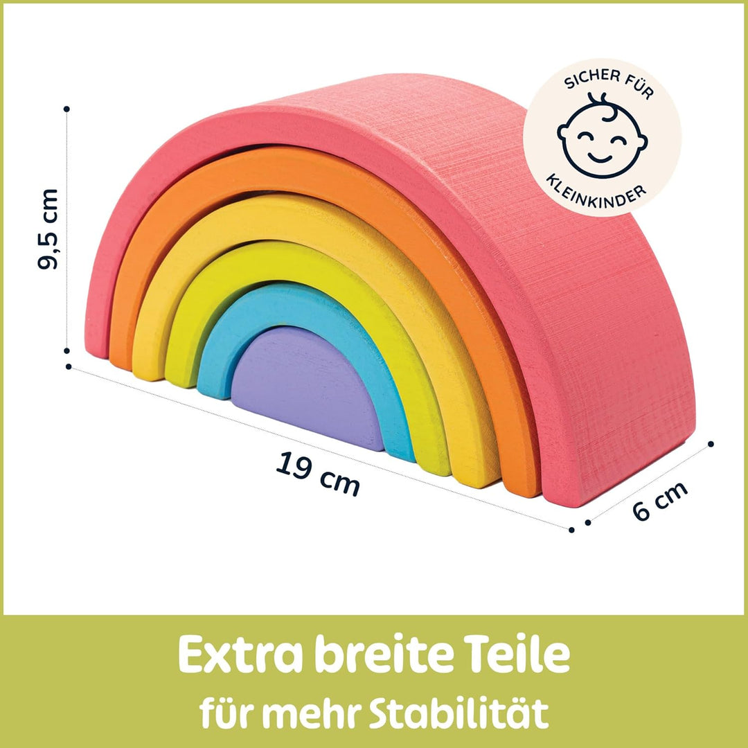 Merle Toys® Regenbogen Holz Spielzeug - Holzregenbogen Kinder ab 1 Jahr, Holz Regenbogen Montessori
