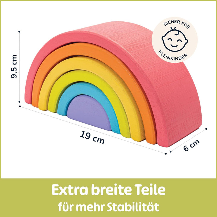 Merle Toys® Regenbogen Holz Spielzeug - Holzregenbogen Kinder ab 1 Jahr, Holz Regenbogen Montessori