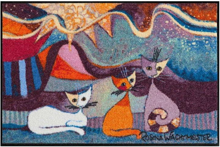 Efia Rosina Wachtmeister Fussmatte Lifestyle Le Onde 50x75 cm Tür-Matte waschbar Katzen bunt Designe