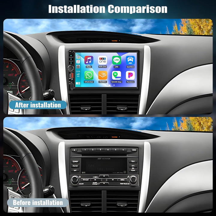 CAMECHO Autoradio mit IPS Bildschirm,7 Zoll 2 Din Apple CarPlay Android Auto Touch Screen Display, W