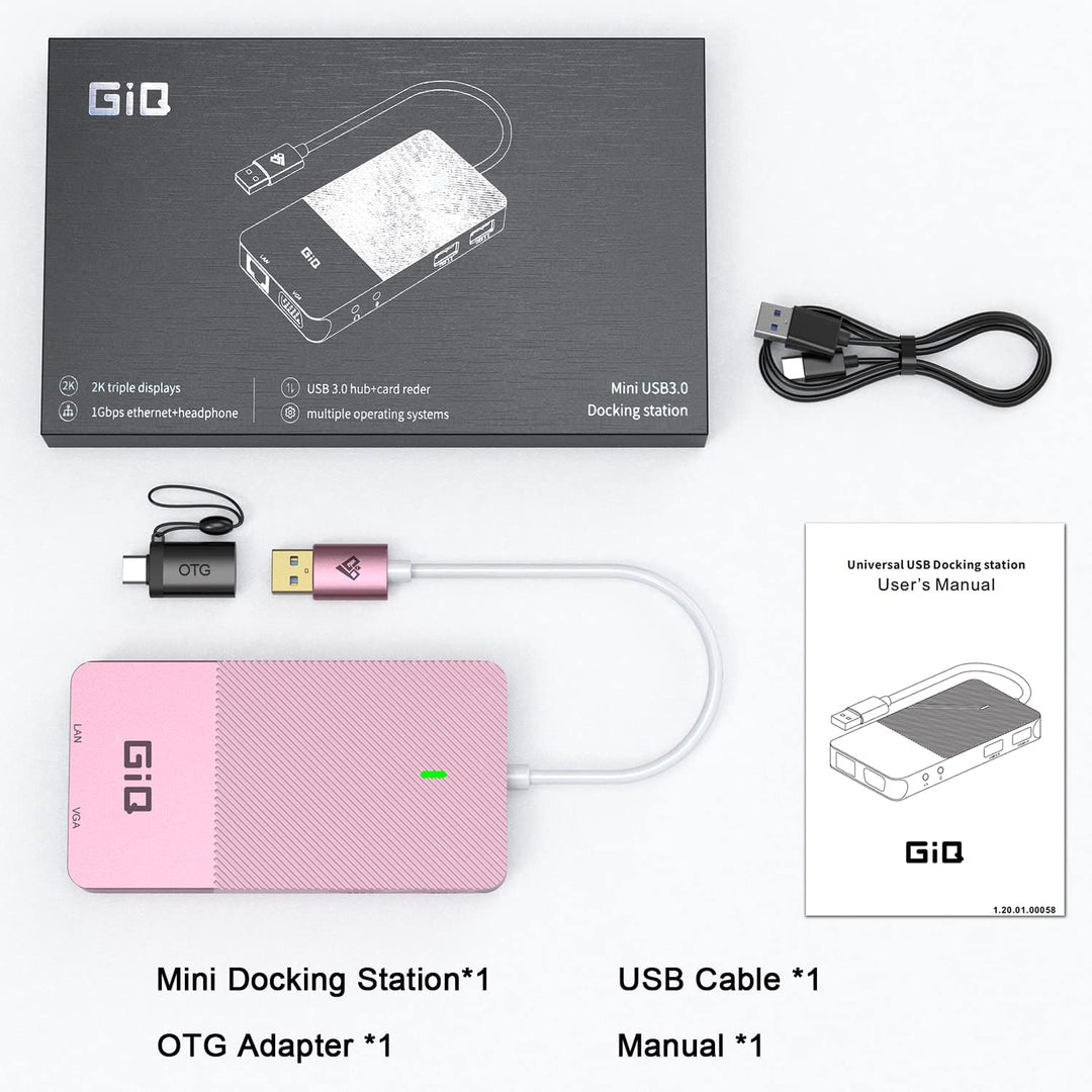 USB Dockingstation GIQ USB C Hub USB 3.0 zu Dual HDMI VGA Adapter Dreifach Display USB C Laptop Dock