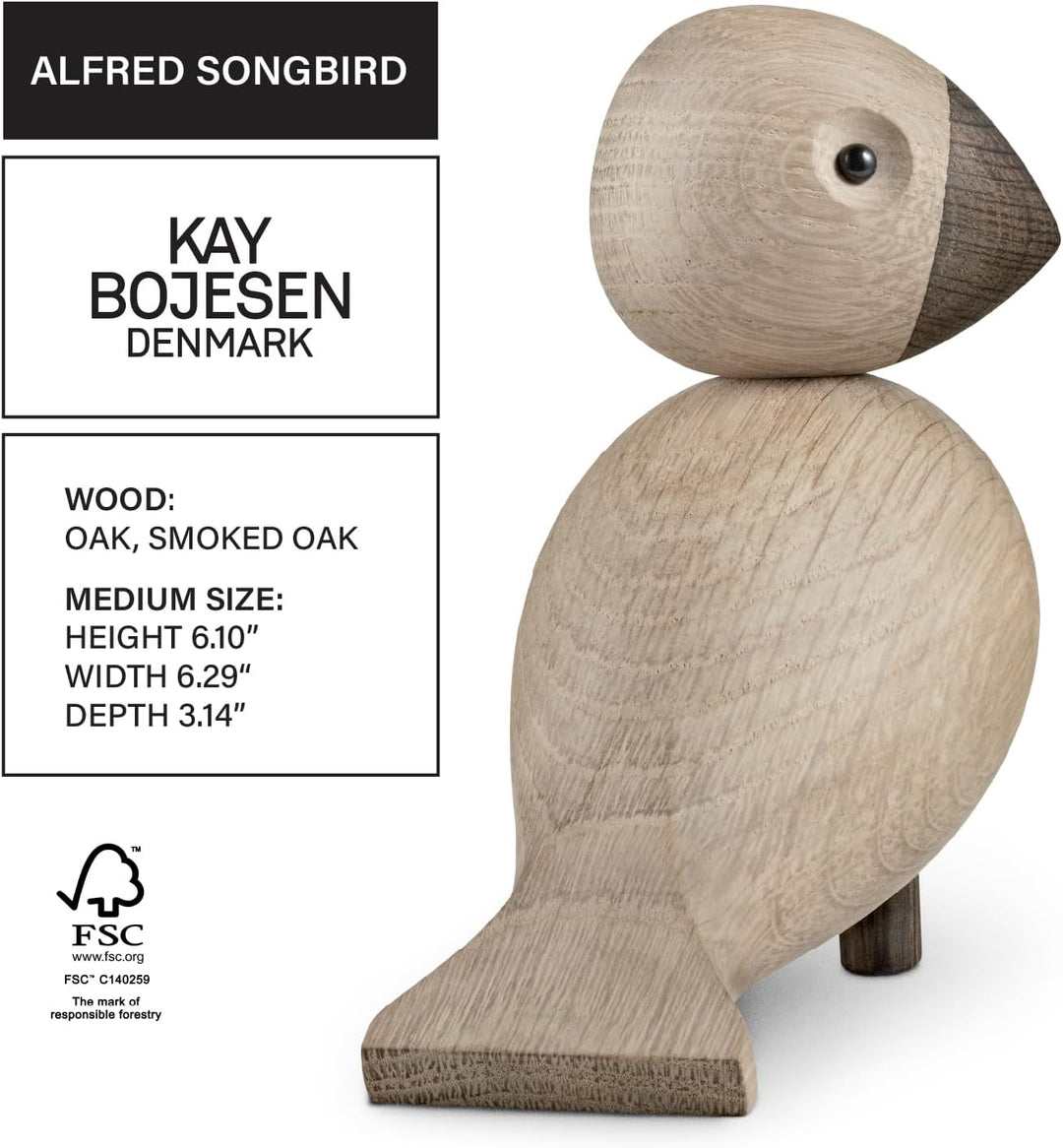 Kay Bojesen Alfred Singvogel Figuren 15.5 cm Weihnachtsdekoration, Holz 15.8 x 7 x cm Eiche/Räuchere