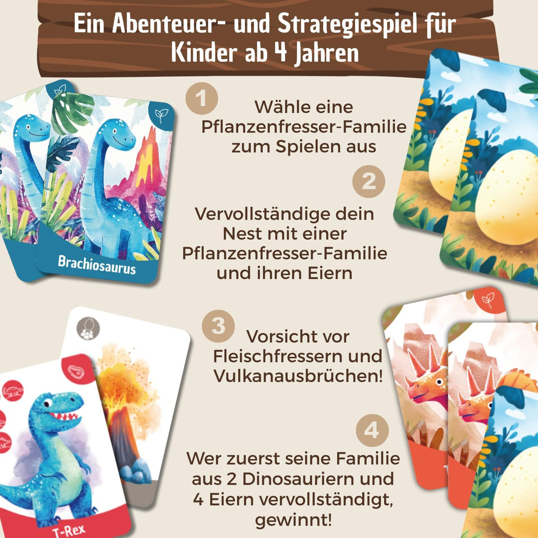 DinoFamily Dinosaurier-Kartenspiel – Pädagogisches Strategiespiel für Kinder ab 4 Jahren – Familiens