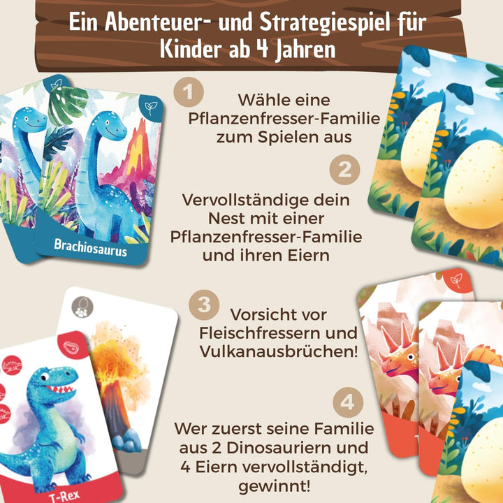 DinoFamily Dinosaurier-Kartenspiel – Pädagogisches Strategiespiel für Kinder ab 4 Jahren – Familiens