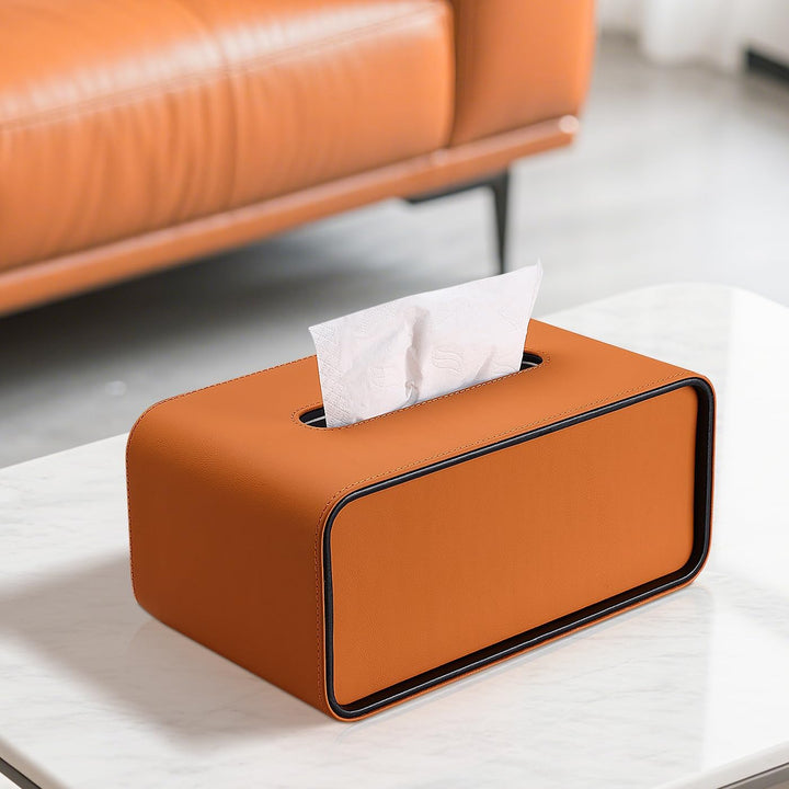 GORESE Taschentuchbox,Leder Rechteckige Kosmetiktücherbox Papiertaschentuchhalter Taschentuchspender