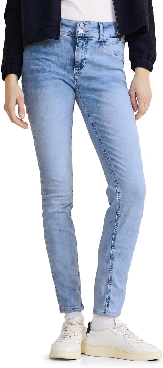 Street One Damen Jeanshose Slim und High Style Denim York 2-knopf 49_59 25W / 32L Heavy Indigo Bleac