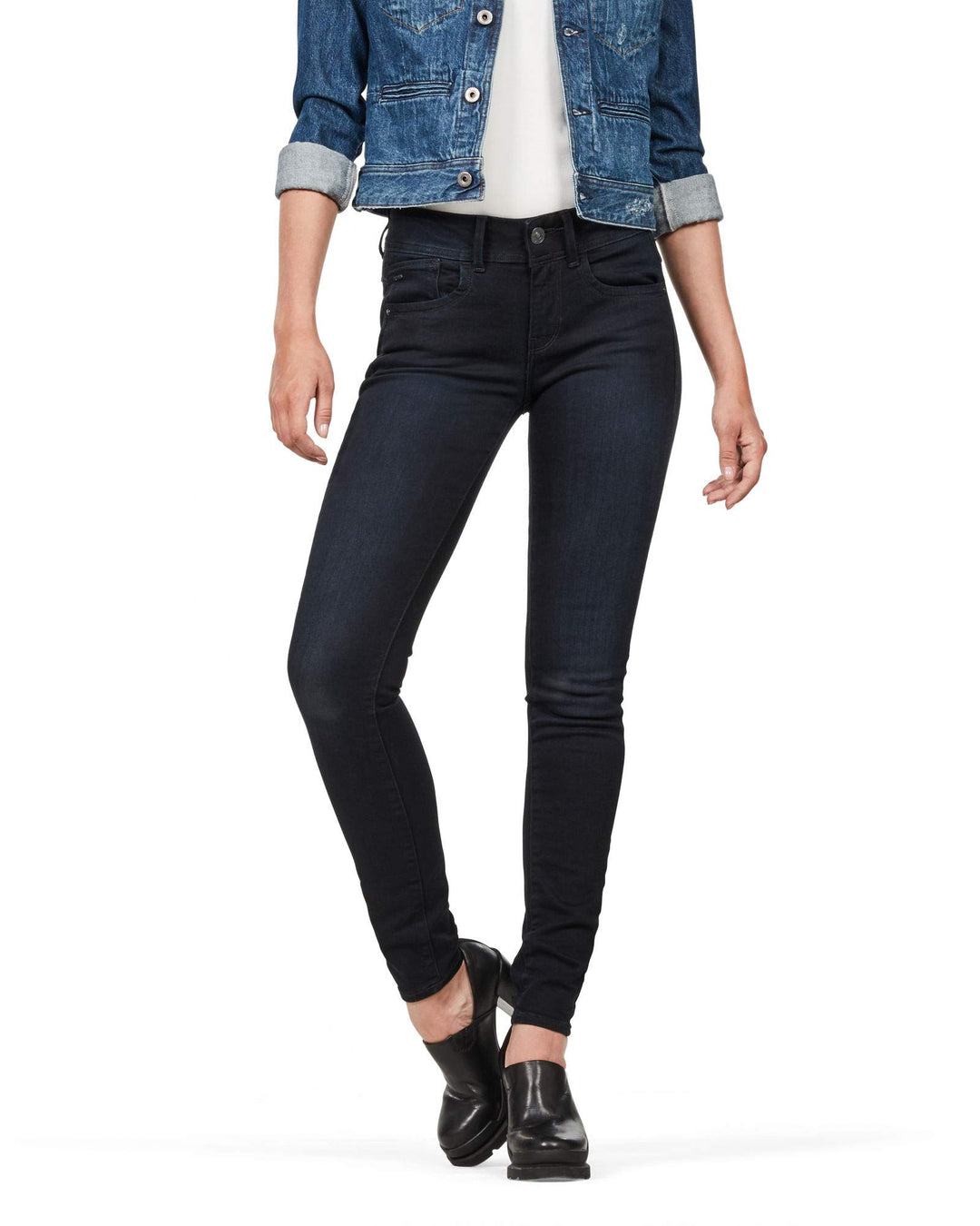 G-STAR RAW Damen Lynn Mid Skinny Jeans 24W / 32L Blau (Dk Aged Rinsed D06746-8971-9753), 24W / 32L B