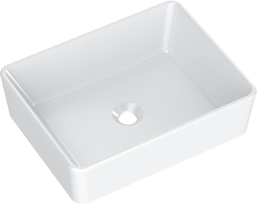 VBChome Waschbecken Weiss 48x37 cm Granit klein Matt wie Keramik eckige form Waschtisch Handwaschbec