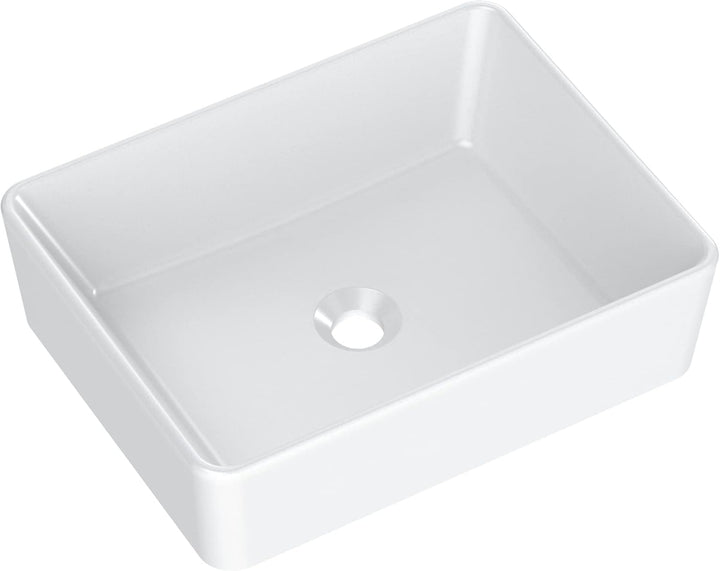 VBChome Waschbecken Weiss 48x37 cm Granit klein Matt wie Keramik eckige form Waschtisch Handwaschbec