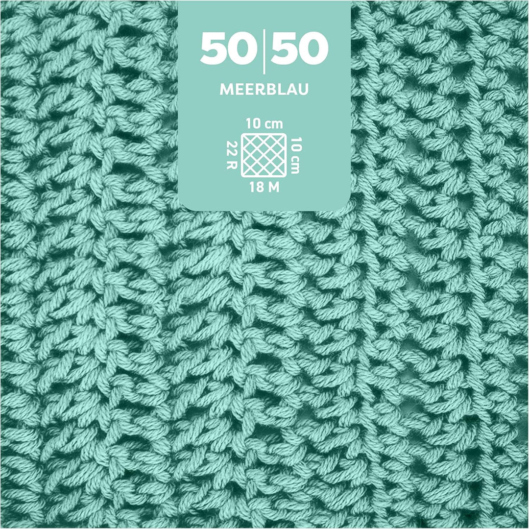 myboshi 50/50 Wolle, Baumwoll-Merino-Mix, hochwertiges Häkelgarn, Strickgarn, inkl. Label, 50% Baumw