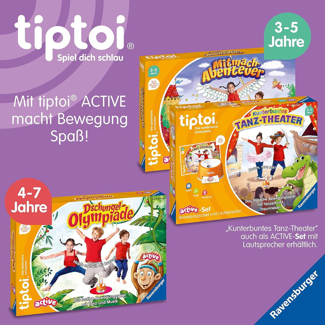 Ravensburger tiptoi® Active Spiel 00128, Kunterbuntes Tanz-Theater, Bewegungsspiel ab 3 Jahren