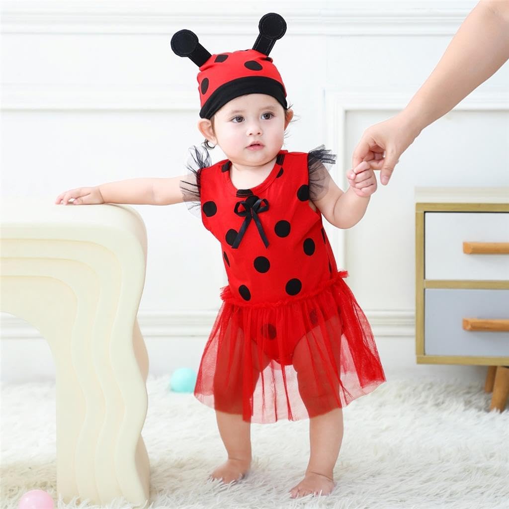 Lito Angels Gepunktetes Heldinnenmädchen Gepunktetes Heldinnenmädchen Kostüm Kleid für Baby Mädchen,