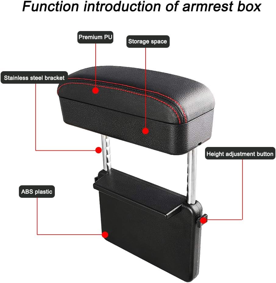 Muchkey Auto Armlehnen Universal Mittelarmlehne Kunstleder Aufbewahrungsbox Armlehne Mittelkonsole A