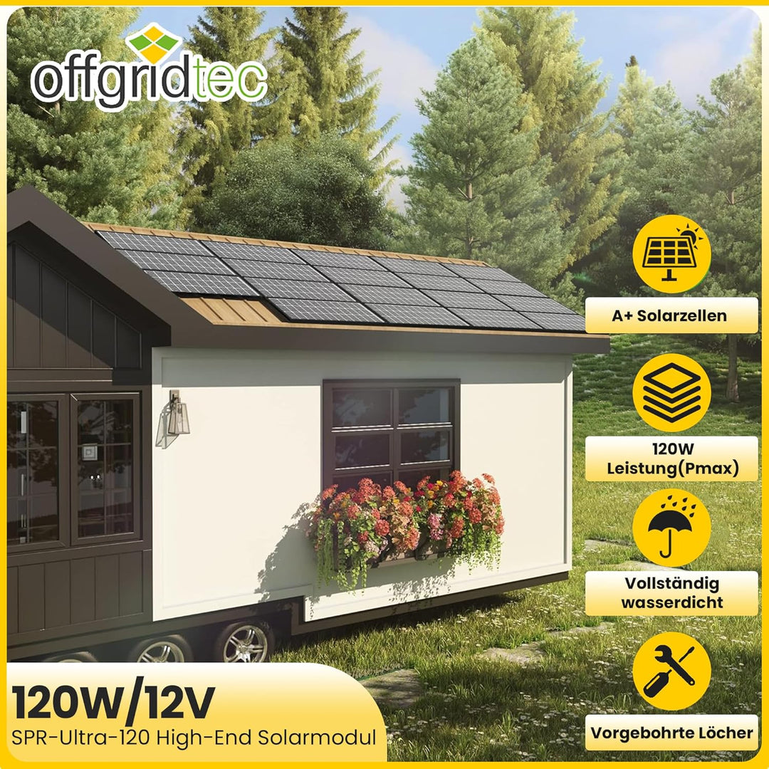 Offgridtec® SPR-Ultra-100 120W SLIM 12V High-End Solarpanel 110 Watt