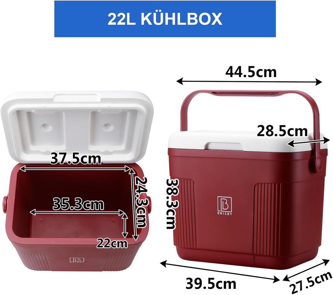 Brisby Kühlbox - 18 Stunden warm - 40 Stunden kühl - Inklusive 4 grosse Kühlelemente 450 ML - 38,3cm