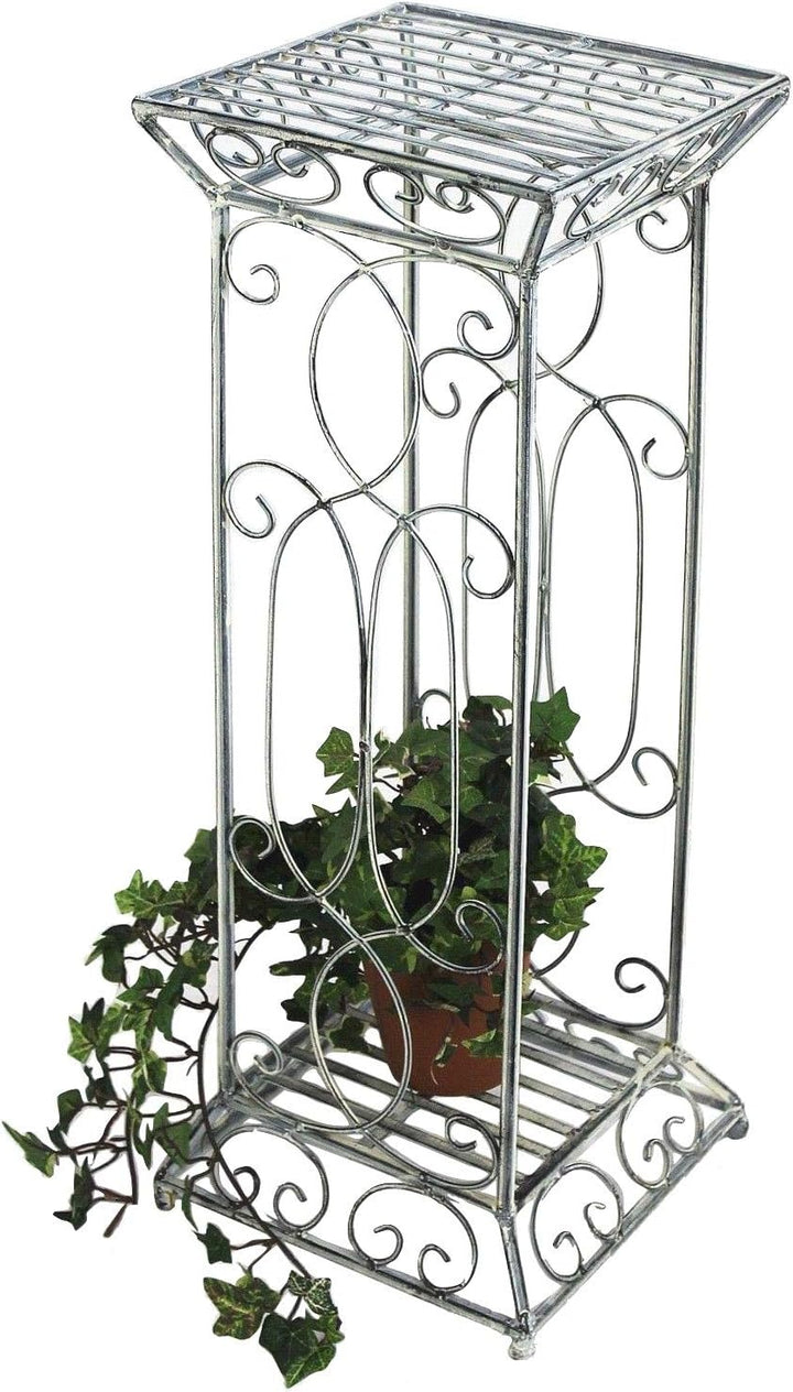 DanDiBo Blumenhocker Metall Weiss Eckig 63 cm Blumenständer 20304 Blumensäule