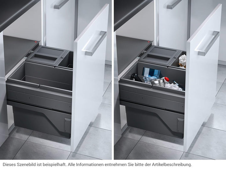 Hailo Abfallsammler 361085 | Cargo Auszugsystem für vorhanden 60 Schrank mit Möbelfront | 3fach Tren