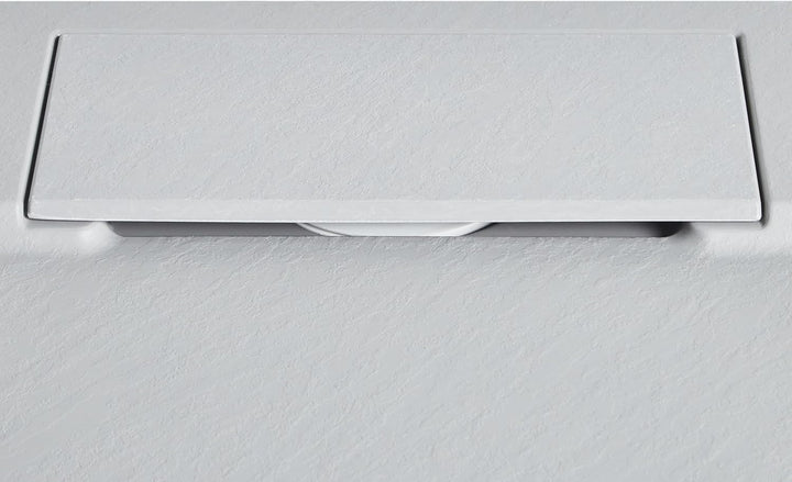 SMC Duschwanne mit Ablaufrinne 90x90 cm Steinoptik grau 3 cm hoch Azzuro