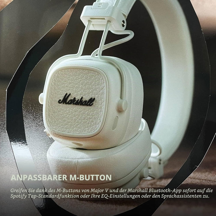 Marshall Major V Bluetooth Kopfhörer, 100 Stunden Spielzeit – Crème Creme Major V, Creme Major V