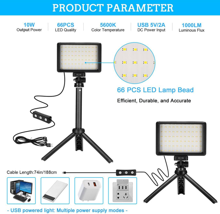 Ci-Fotto LED Video Licht 2-Pack die Fotografie, Dimmbare 5600K USB LED-Videoleuchte Ministativ und F