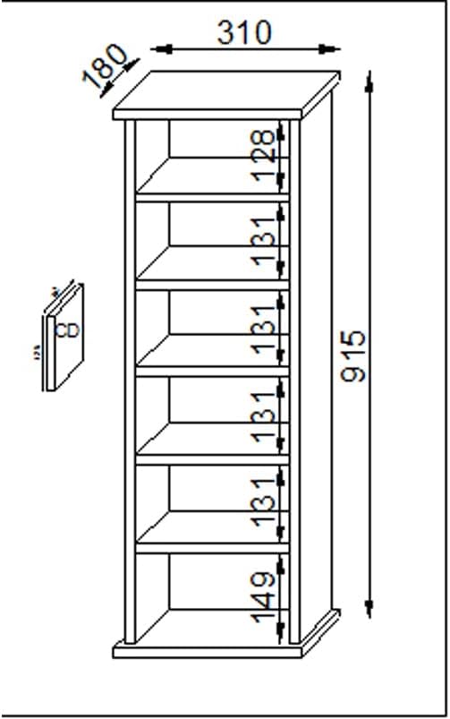 VCM 25243 Regal DVD CD Rack Medienregal Medienschrank Aufbewahrung Holzregal Standregal Möbel Schran