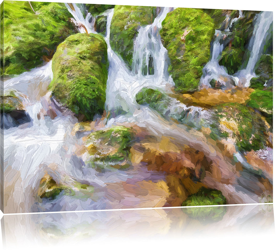 Pixxprint Gertelbach im Schwarzwald Kunst als Leinwandbild/Grösse: 100x70 / Wandbild/Kunstdruck/fert