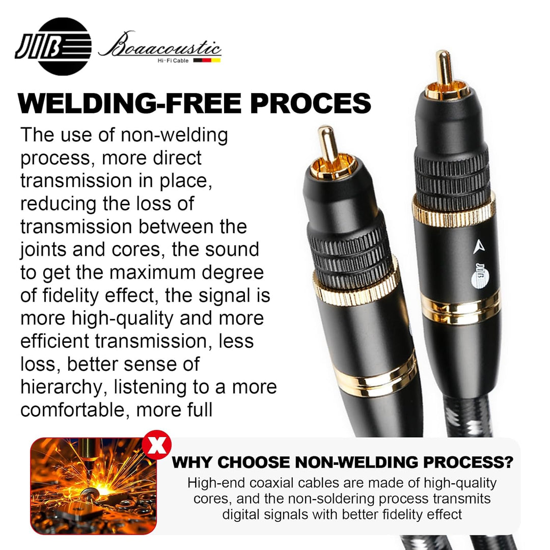BOAACOUSTIC JIB Hi-End-Audiophile Subwoofer Kabel -1.5m - 75 Ohm Cinch RCA S/PDIF Digital Audio Koax