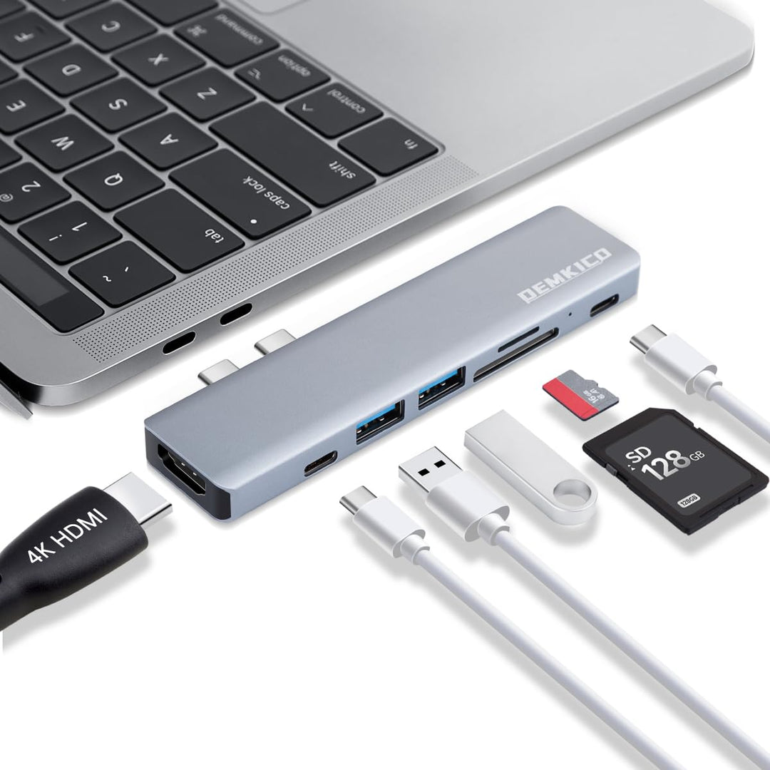 7 in 2 USB C Hub für MacBook Pro/Air, Dock mit 4K HDMI, USB 3.0 &amp; 2.0, SD/TF Kartenleser, Thunderbol