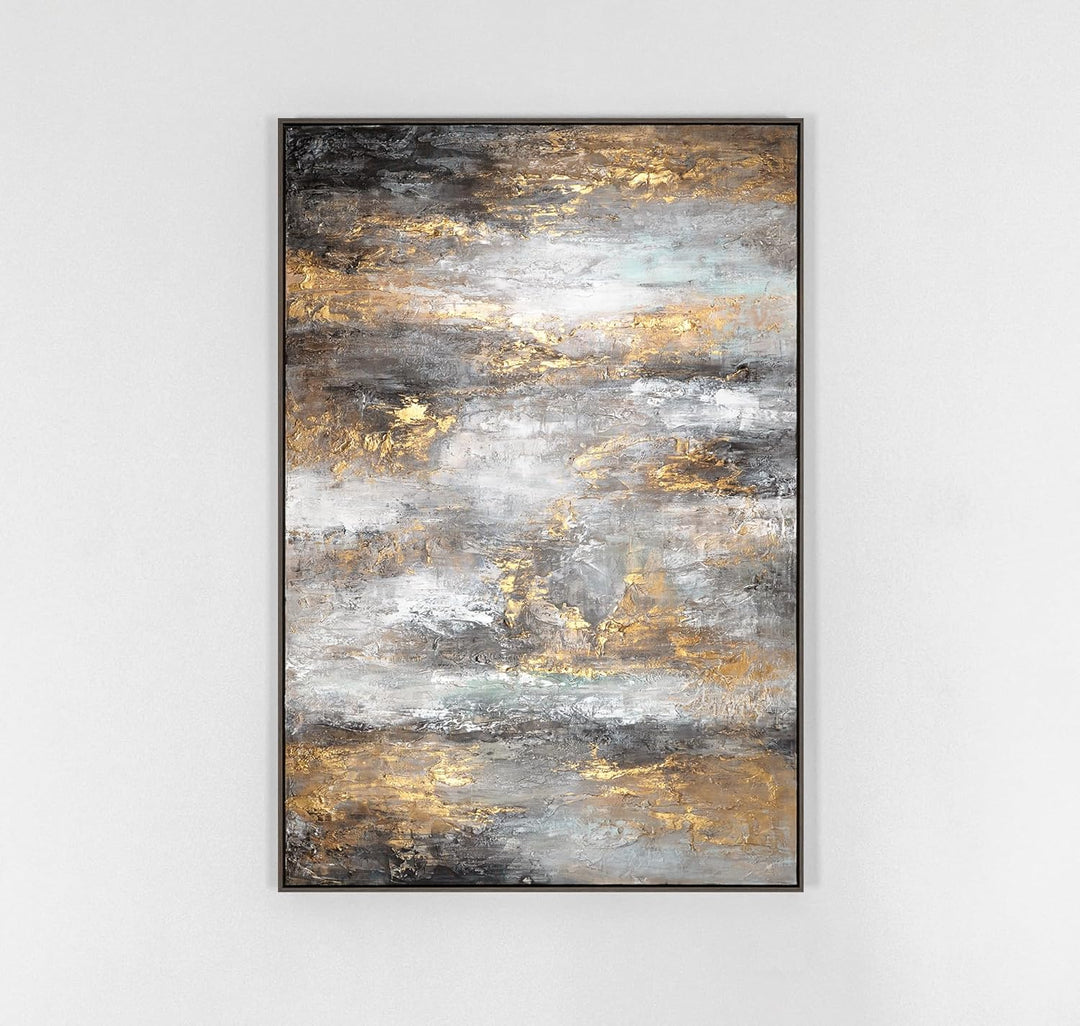 YS-Art XXL Abstrakt Acryl Gemälde auf Leinwand mit Rahmen Milchstrasse III handgemalte Wandbilder Wo