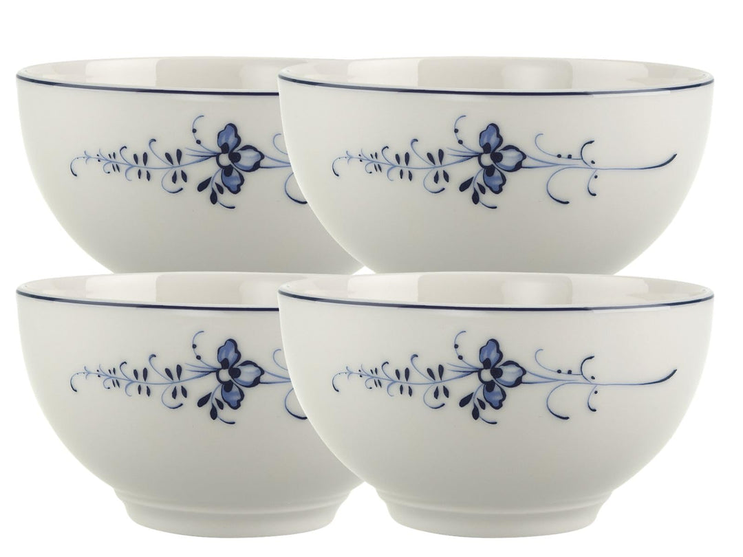Villeroy &amp; Boch Vieux Luxembourg Schalen 4er Set, 750 ml, Bol mit blauem Dekor, Premium Porzellan, W