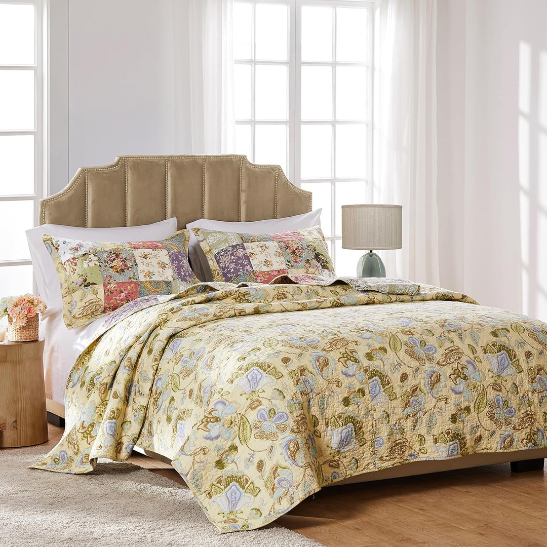 Greenland Home Blooming Prairie Baumwoll-Patchwork-Bettwäsche-Set, 2-teilig, Twin/Twin XL, Mehrfarbi