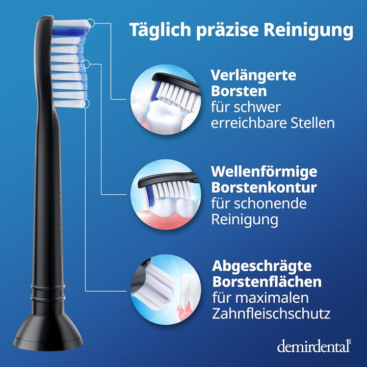 8er demirdental Sensitive Aufsätze passend für Philips Sonicare Ersatzbürsten, Weiche Bürstenköpfe f
